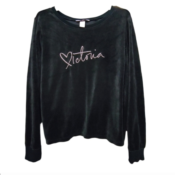 Victoria's Secret Velvet Velour Logo Sweatshirt Women's Size Medium M - Picture 6 of 6